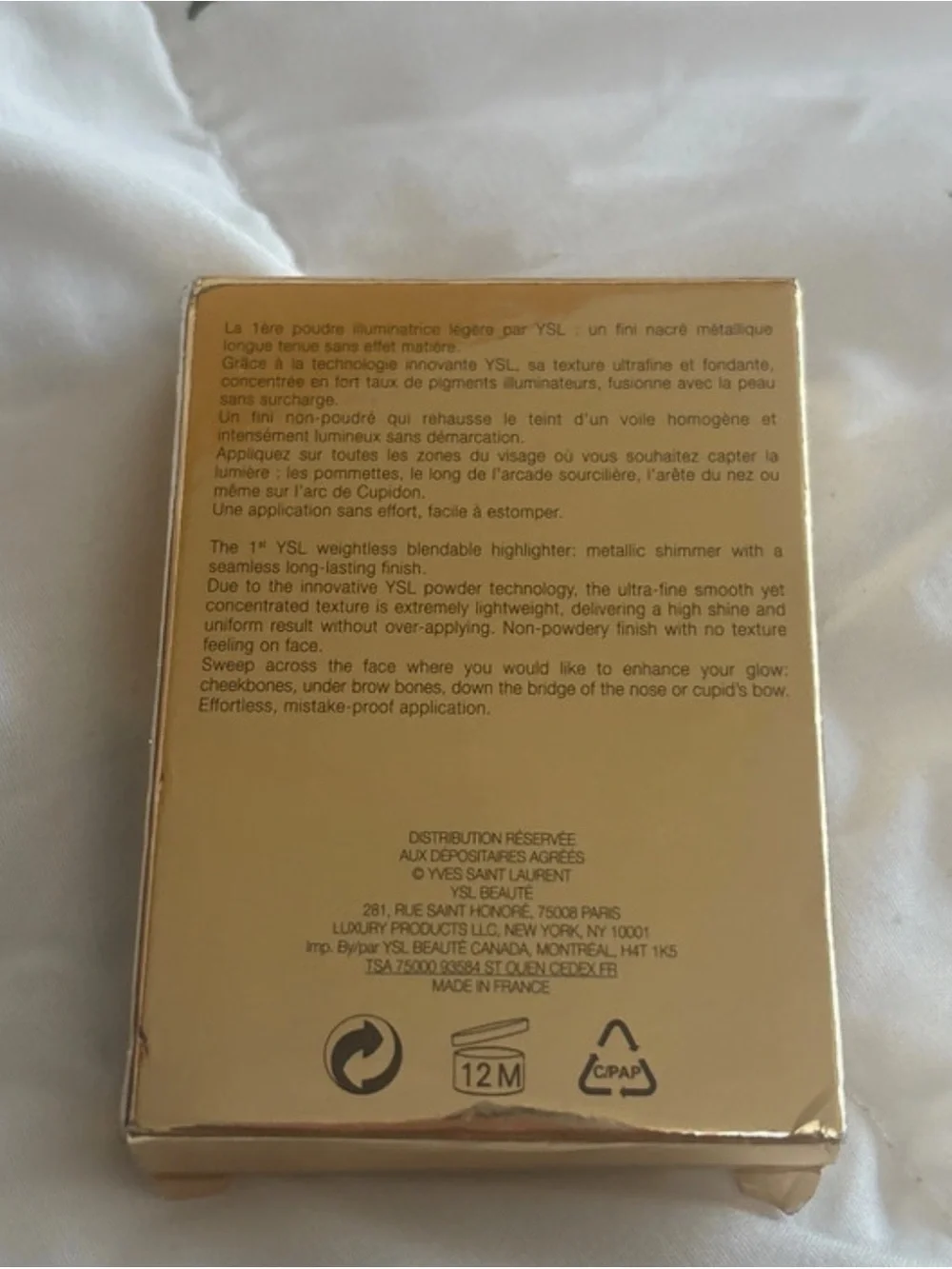 Yves Saint Laurent Highlighter Compact in Or Bronze Gold Packaging